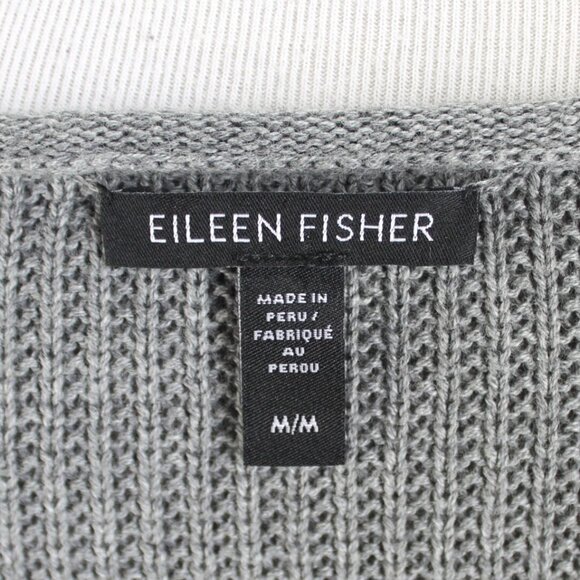 Eileen Fisher Sweater Womens Size M Gray Organic Cotton Drop Shoulder Pullover - Picture 7 of 7